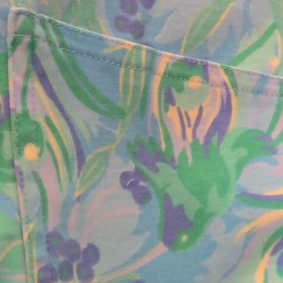 Vintage Women's Floral Bird Print Elastic Waist Shorts - Picture 3 of 5